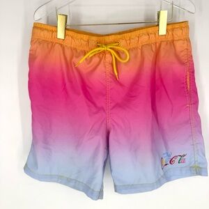 Coca-Cola 1971 Gradient Pink Orange Blue Swim Trunks Men's‎ Large